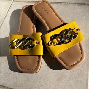 Torrid Bold Yellow Chain Sandals